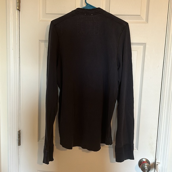 Abercrombie & Fitch Logo Muscle Fit Henley Navy Blue Long Sleeve Shirt M Used - Picture 4 of 4